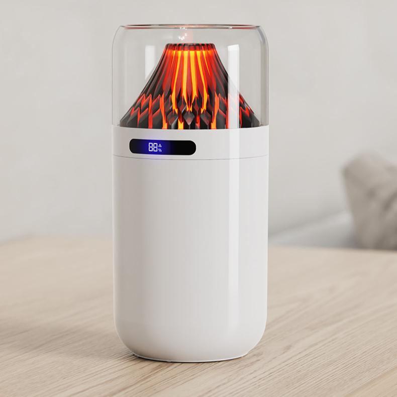 

360 мл Зволожувач повітря «Вулкан» Спрей Делікатний Автомобіль Дім Атмосферне світло Зарядка USB Інтелектуальний цифровий дисплей Машина для ароматерапії білий