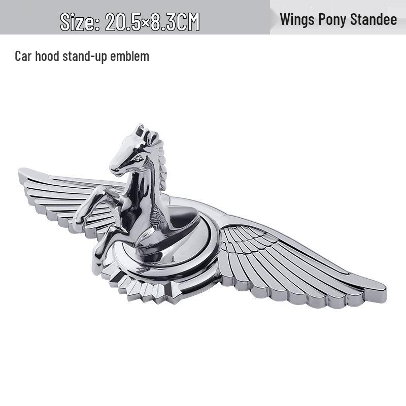 

3D Эмблема автомобиля Голова лошади с крыльями : Металлическая наклейка для украшения капота