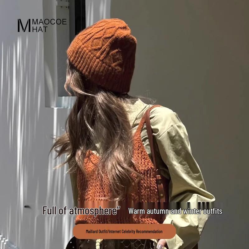 2025 Damska czapka beanie z podszewką z polaru: Dzianina Jesień i Zima, Ciepła Ochrona Uszu, Styl Koreański Y2K, Pulower Slim-Fit.