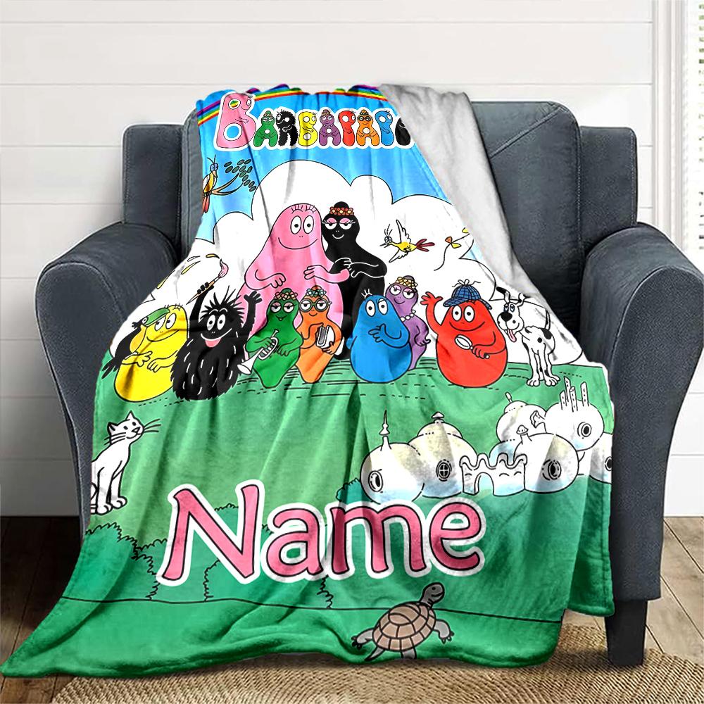 Customiz Name Personality Barbapapa (2) Blanket Soft &Warm Sofa Office Bed Travel Lunch Break Blanket, Gift Suitable for All Seasons