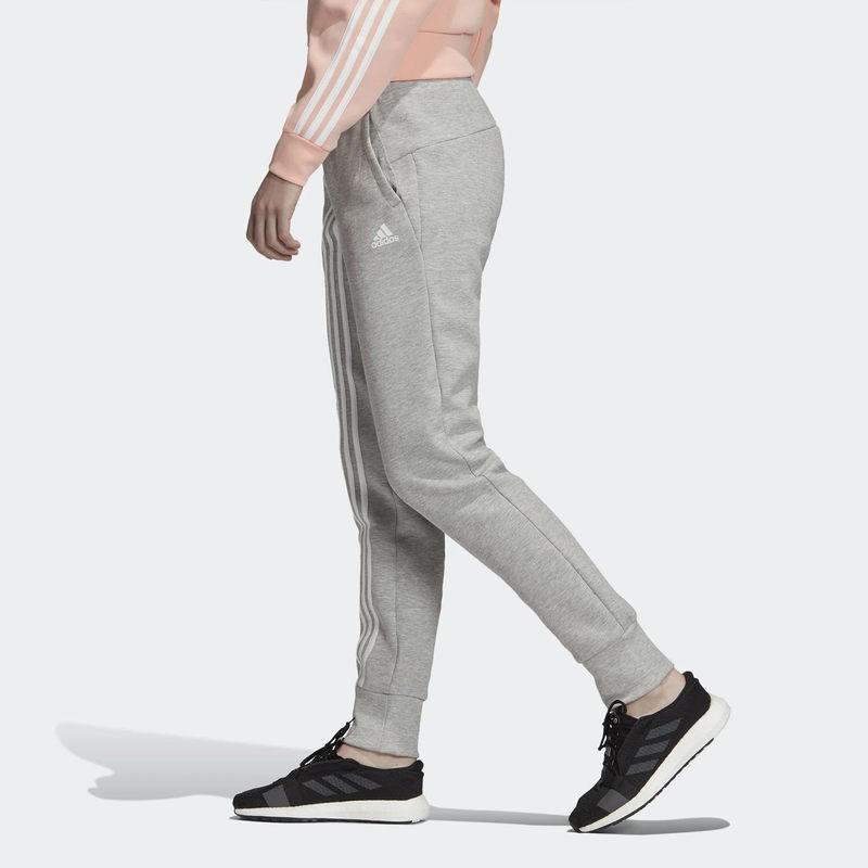 Adidas Three Stripe Logo Cuffed Sports Pants Women Pants Gray EB3827