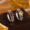 S925 sterling silver amethyst ring women's niche chain design inlaid garnet topaz light luxury high-end jewelry
