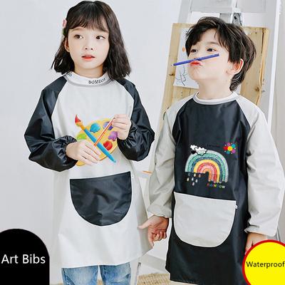 Waterproof Art Bibs Long Sleeved Cooking Apron Gifts Kids Painting Apron