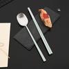 2/8Pcs Silver Dinnerware Set Western Stainless Steel Cutlery Dinner Spoon Sushi Chopsticks Flatware Party Kitchen Tableware
