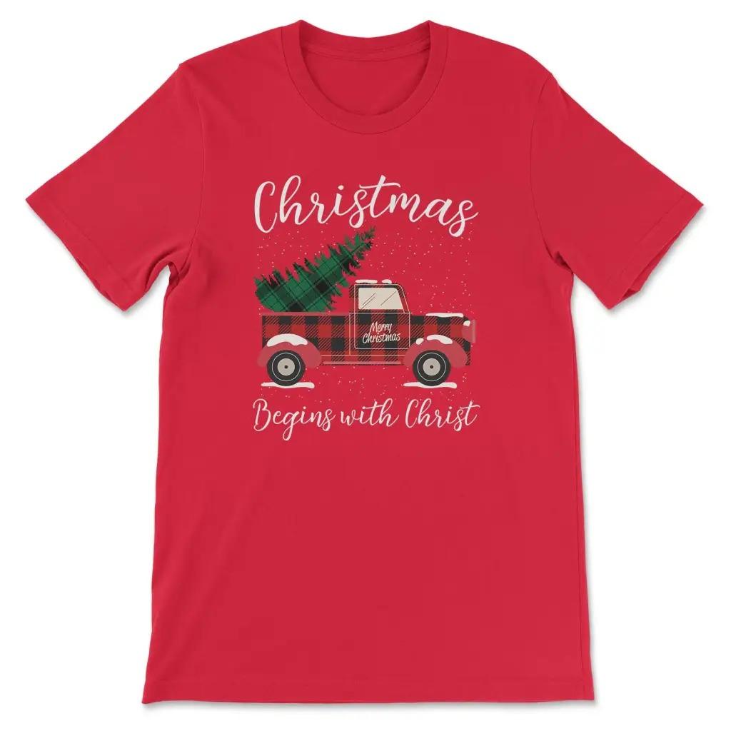 

Christmas Begins with Christ TShirt Mens and Womens Short Sleeve Cotton Tees Luxury Brand Shirt Oversize Tops Summer Clothing S