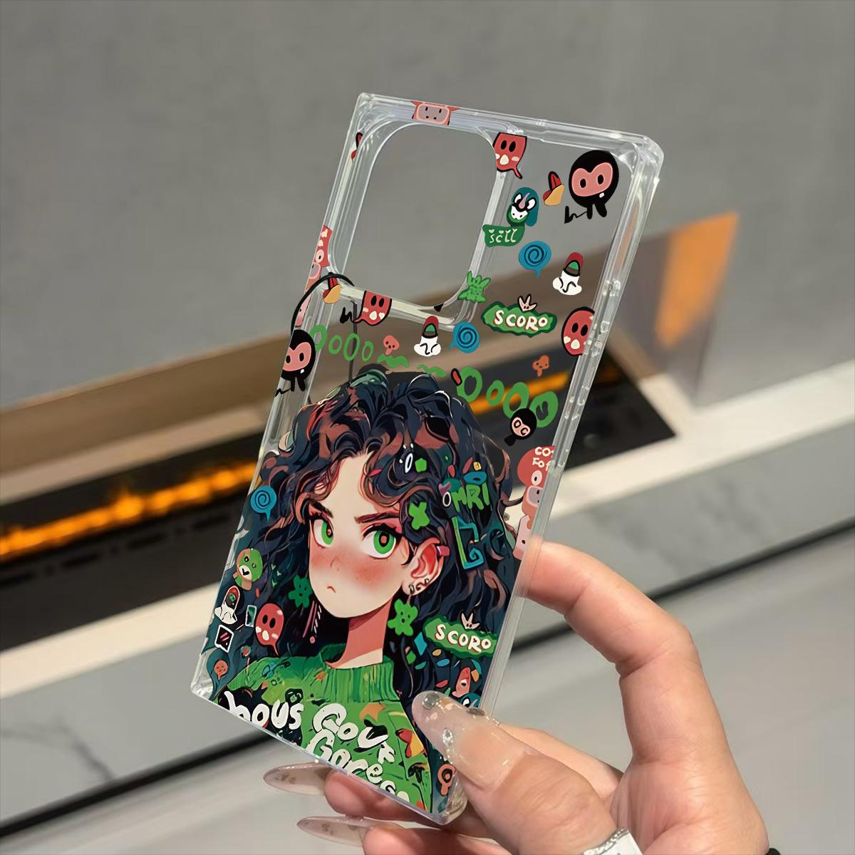 

Transparent Square Back Tube Case Casing Protection For iPhone 14 Pro Max 13 11 12 16 ProMax 15 Plus Anti-Oxygen,Cool Goddess Pattern iphone 11 ProMax