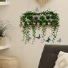 Potted Plant Flowers Leaves And Butterfly Wall Sticker Self-Adhesive Cartoon Stickers Removable Kitchen Living Room Home Decor