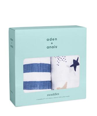 Aden Anais Aiden and Anais Swaddle Star Set of 2 120 X 120cm Muslin Cotton Swaddle Newborn Baby Gift SWADAB4056 +