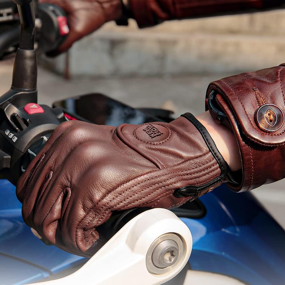 KEMIMOTO Motorcycle Sheepskin Smartphone for Men and Suitable for All Outdoor KM2901 Gloves, Leather, Water-Repellent, Compatible, Shock-Resistant,