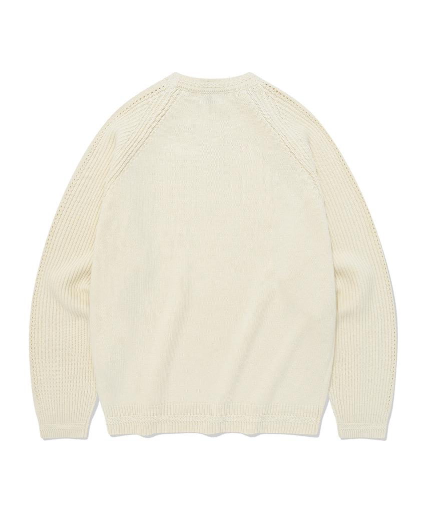 COVERNAT Big C Logo Texture Mix Crew Neck Knit Ivory
