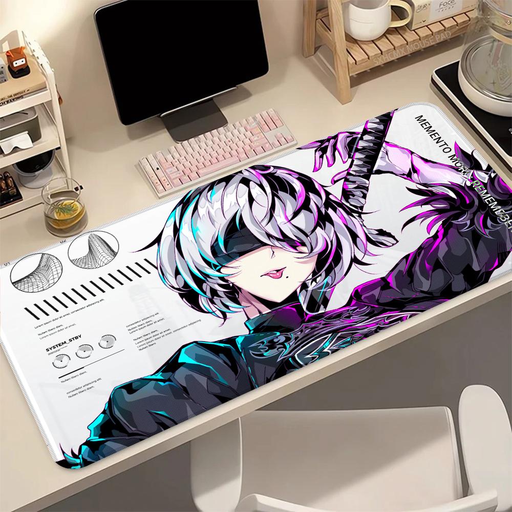 Nier Automata 2B Anime Muismat XXL Uitgebreide Gaming Bureau Mat Kawaii Sexy Meisje Laptop Toetsenbord Kleed Zwart Wit Grote PC Mat 700x300x2mm