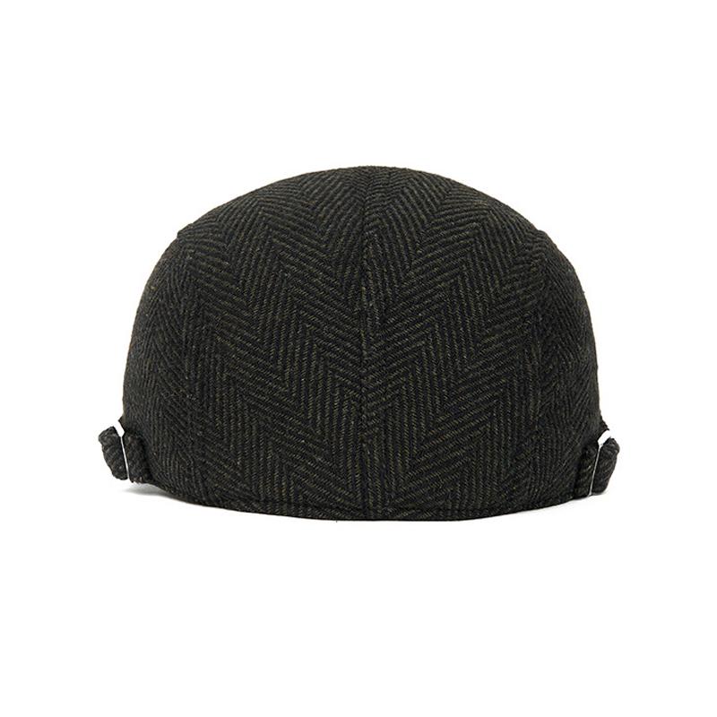 Herringbone Beret Men's Autumn Winter Warm Cap British Retro Wool Newsboy Cap Middle-Aged and Old Age Forward Cap