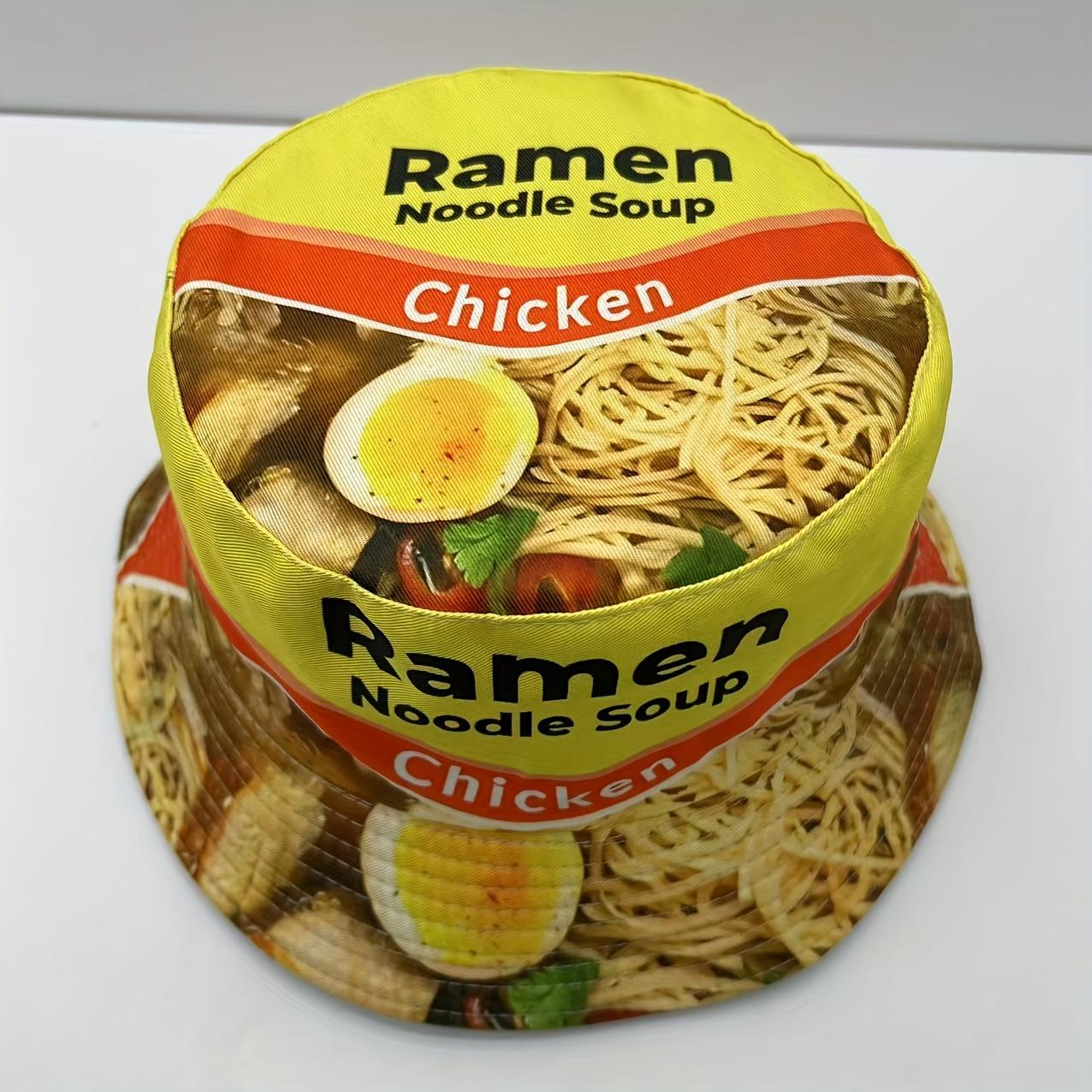 

New Lamian Noodles Soup Printed Fisherman s Hat European and American Fashion Versatile Basin Hat Outdoor Sunshade Hat One Size жовтий