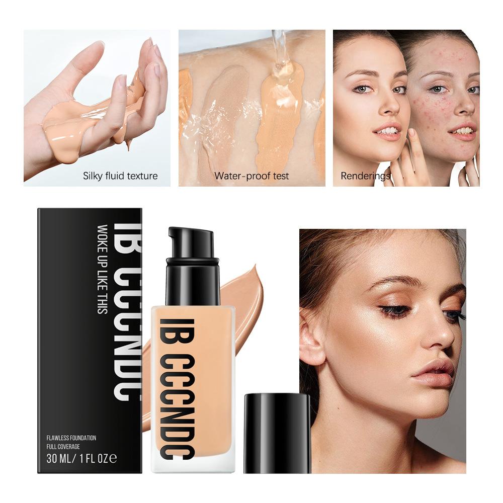 Flawless Liquid Foundation Natural Concealer de lungă durată Fond de ten lichid Clear, rezistent la apă și care nu se decolorează