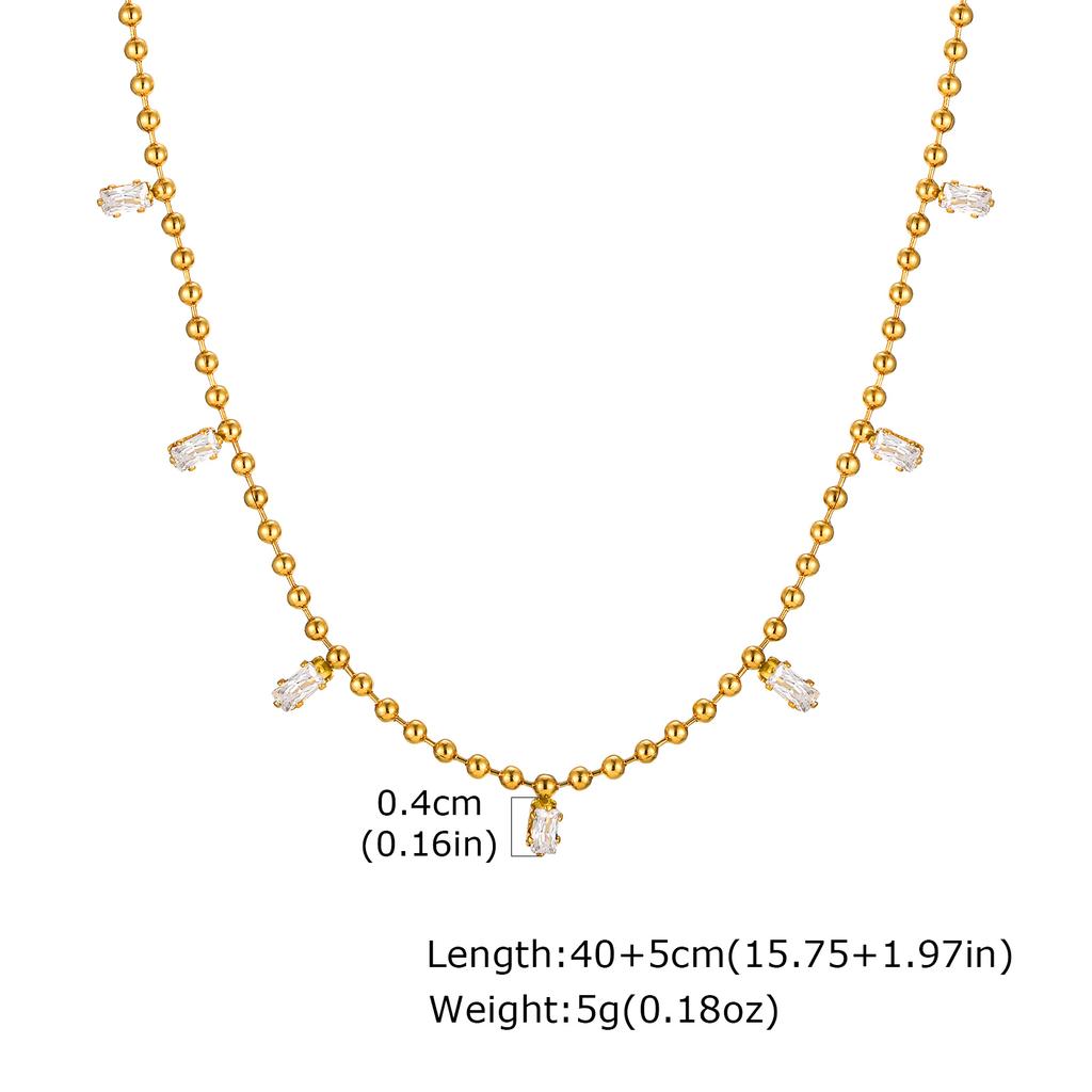 Delicate Zircon Pendant Necklace for Women, Stackable Multi-Layer Stainless Steel Necklace, 18K Gold Plated Fashion Jewelry Set