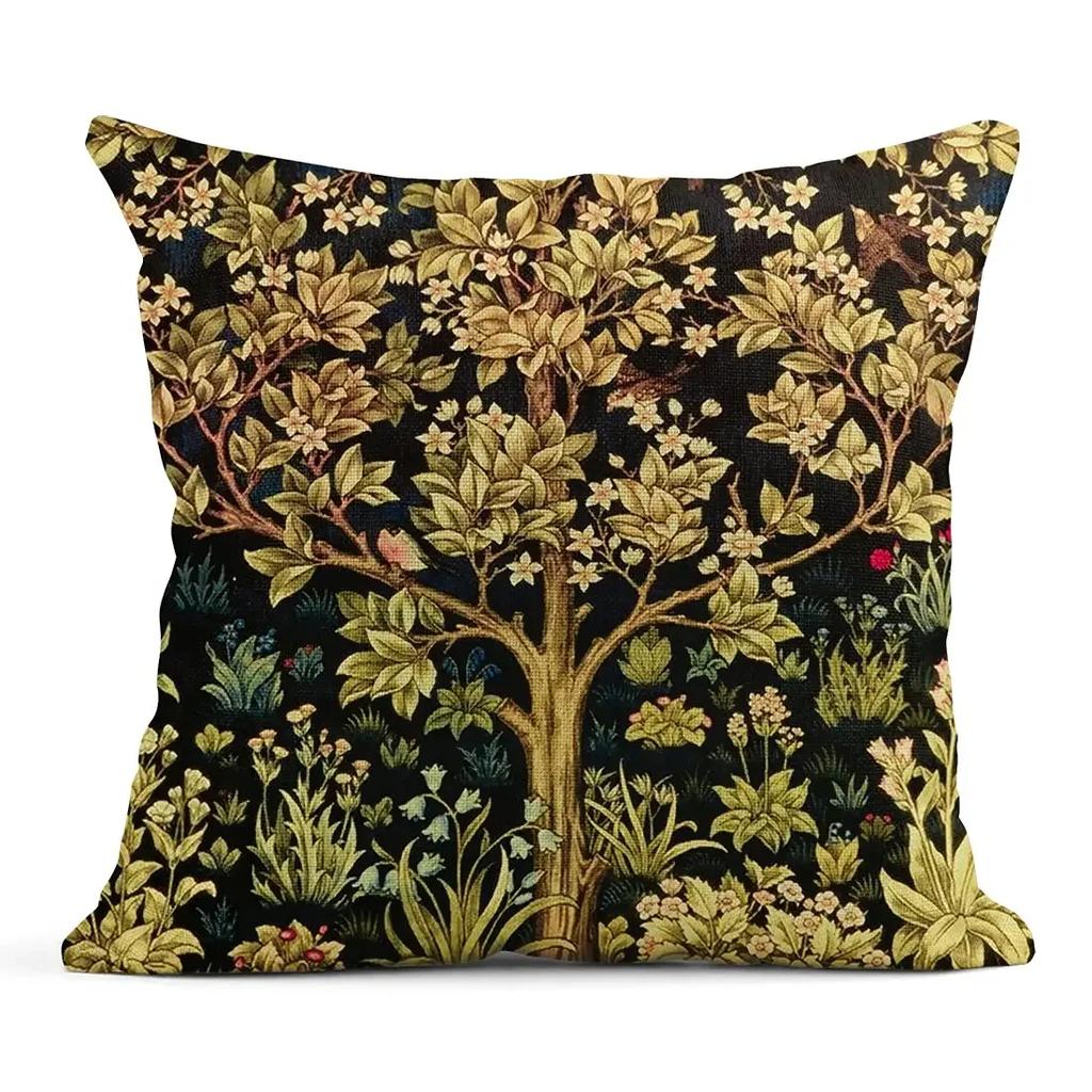Retro Flower Linen Pillow Cover Living Room Sofa Decoration Cushion Cover 60*60 Office Car Cushion Cover 40*40 Home Decoration