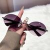 2026 New Rimless Oval Sunglasses for Women Luxury Retro Diamond Decor Fashion Designer Shades UV400 High-End Personality Eyewear