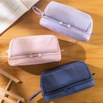 נרתיק PenCase בעל קיבולת גדולה רב תכליתי PenPouch בצבע מקרון לתלמידים ציוד משרדי לאחסון מכתבים