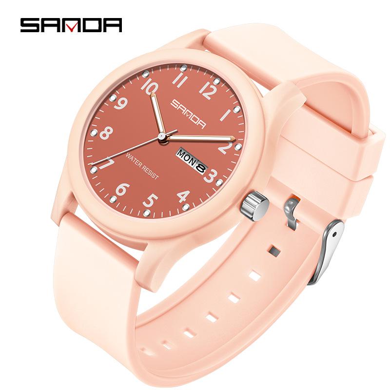Sanda Men's & Women's Student Waterproof Silent Dual Calendar Quartz Watch
