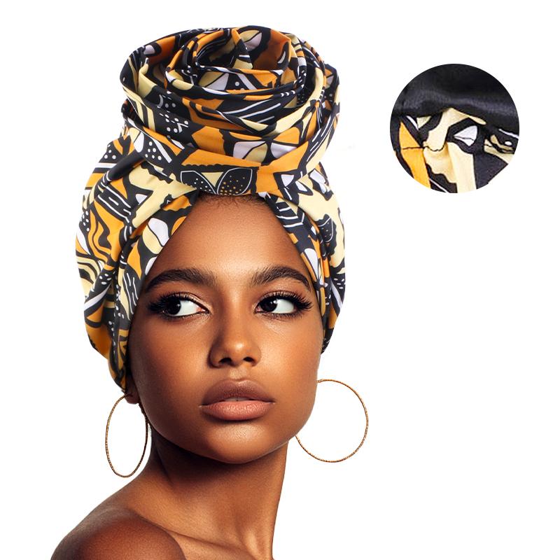 Afrikanischer Turban für Damen, gefüttert mit Satin, große Blumenmütze, Kopftuch mit Blumenmuster, muslimisches Kopftuch, Damenmütze