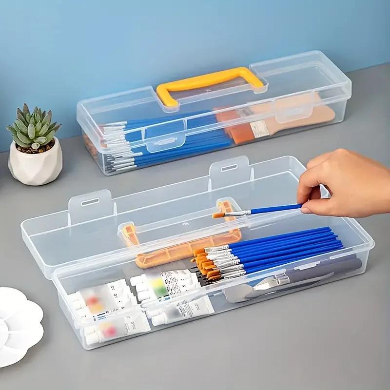 Art Supply Storage Box – Durable Organizer with Handle for Paintbrushes, Calligraphy Brushes, and Other Art Tools, Portable Art
