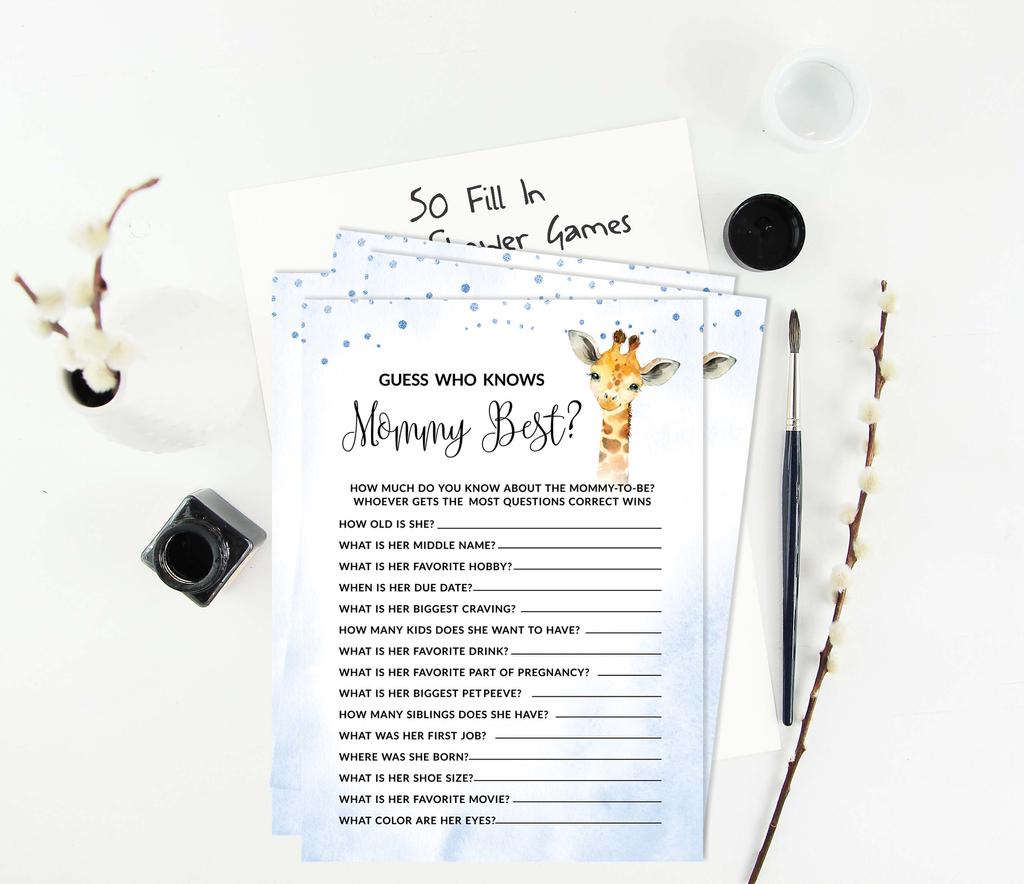 Inkdotpot Baby Shower Game Set Of 50 BabyA  AlphabetA  ABCA  Game Giraffe Jungle Animals Party