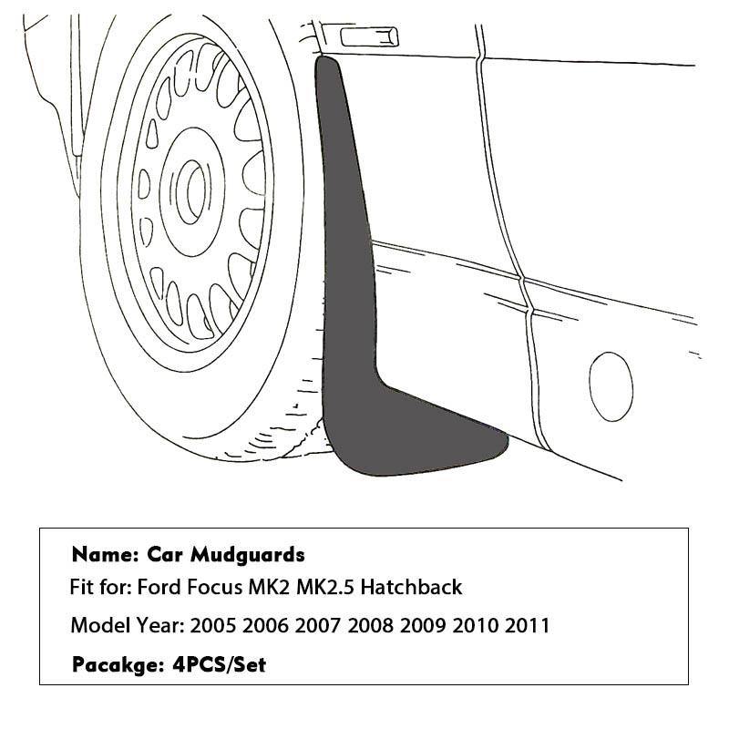 For Ford Focus MK2 MK2.5 Hatchback 2005 2006 2007 2008 2009 2010 2011 Tire Fender Mud Flap Guard  Car Mudflaps Splash Guards