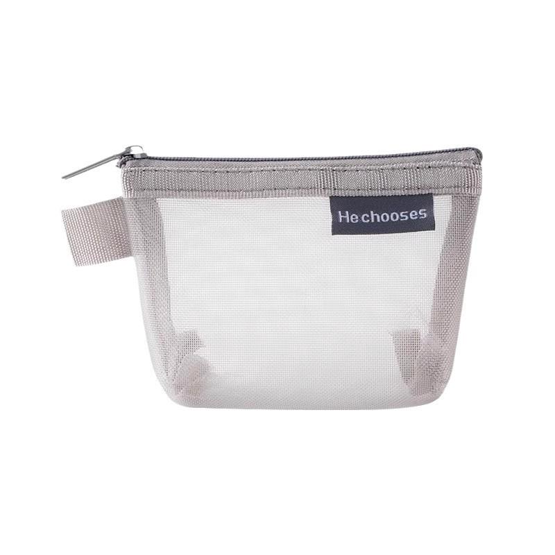 Compact Mesh Storage Bag: Portable Coin Purse & Simple Zipper Pouch for Lips, Cards, Keys, & ID.