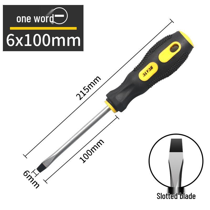 Industrial Rubberized Phillips and Slotted Screwdriver with Magnetic Bit and Non-Slip Handle.