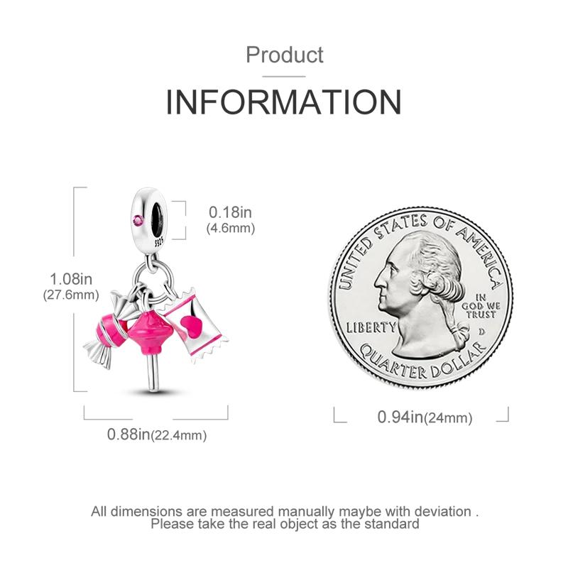 Cute Pink Sweet Candy Pendantscopper Plated Original Beads Fit Originalcharms Bracelet Beads Jewelry Gifts For Women