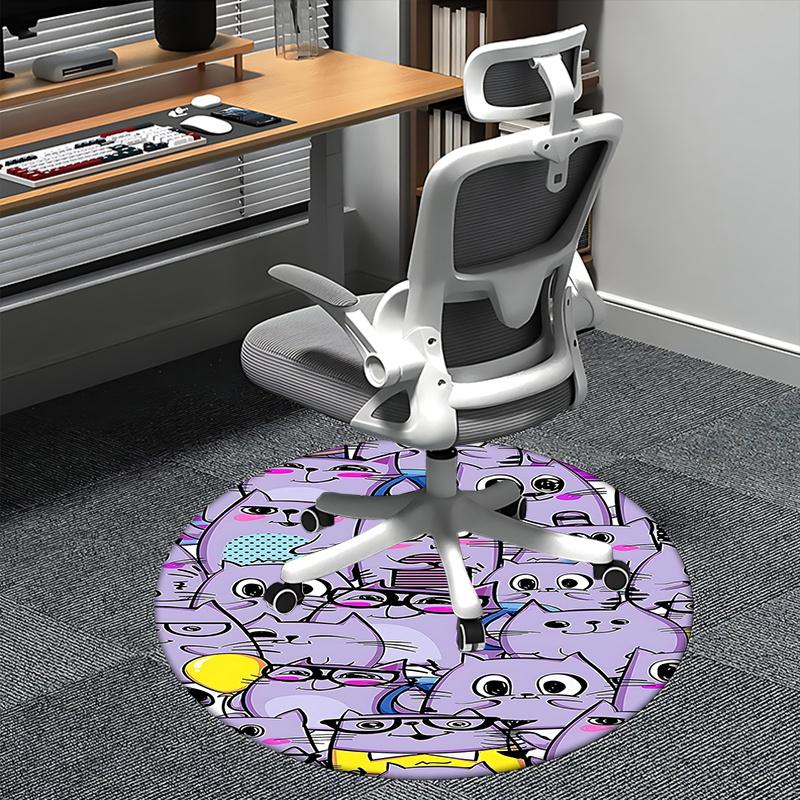 

Charming Purple Cats Chair Mat Round Carpet for Home Decor, Office Use, Living Room, Bedroom Gift0393b 80cm by 80cm