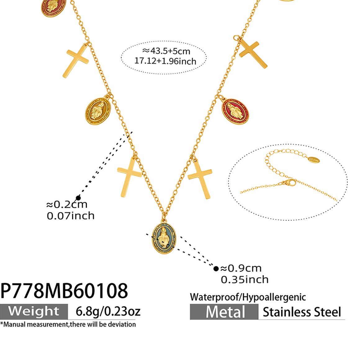 

Summer Beach Series: DIY Stainless Steel Pendant Necklace - Cross, Heart, Flower, Queen Card, Zircon Clavicle Chain
