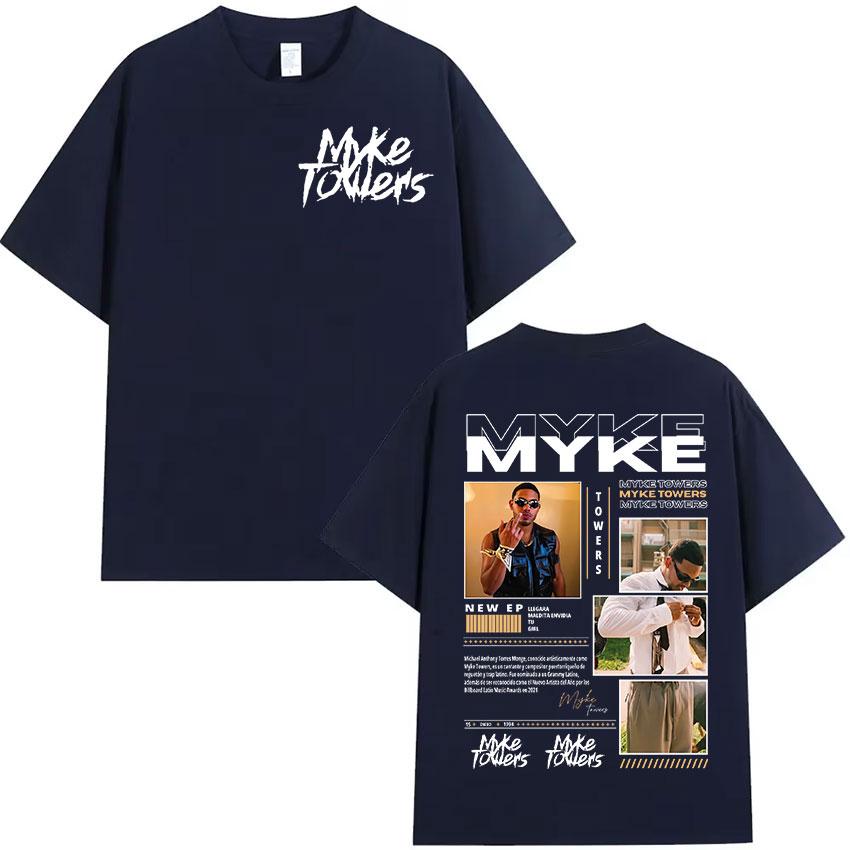 Rapper MYKE TOWERS Album 2025 Retro Graphic T Shirts Mens Hip Hop Pop Music Clothing Tshirt Man 100 Cotton Short Sleeve Tees