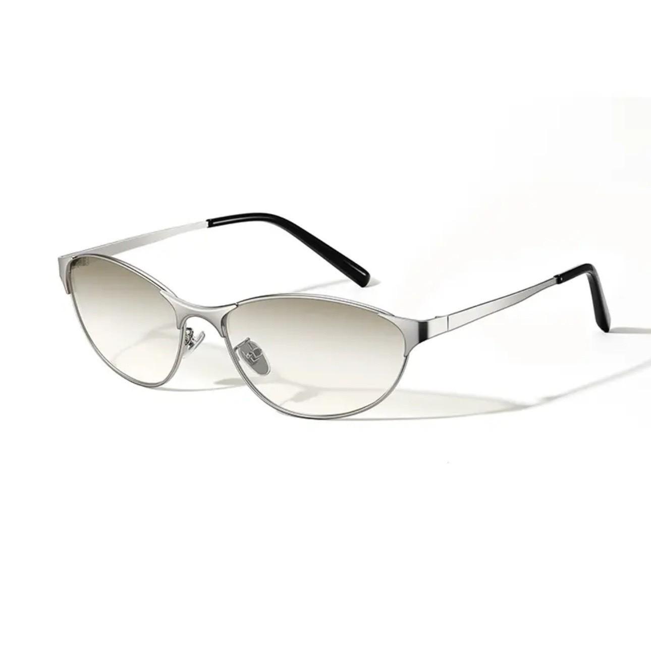 

Y2K Cat Eye Sunglasses Ultraviolet-proof Retro Vintage Personalized Glasses Fashion Korean Trendy Hip Pop Cyberpunk Eyewear серебряный