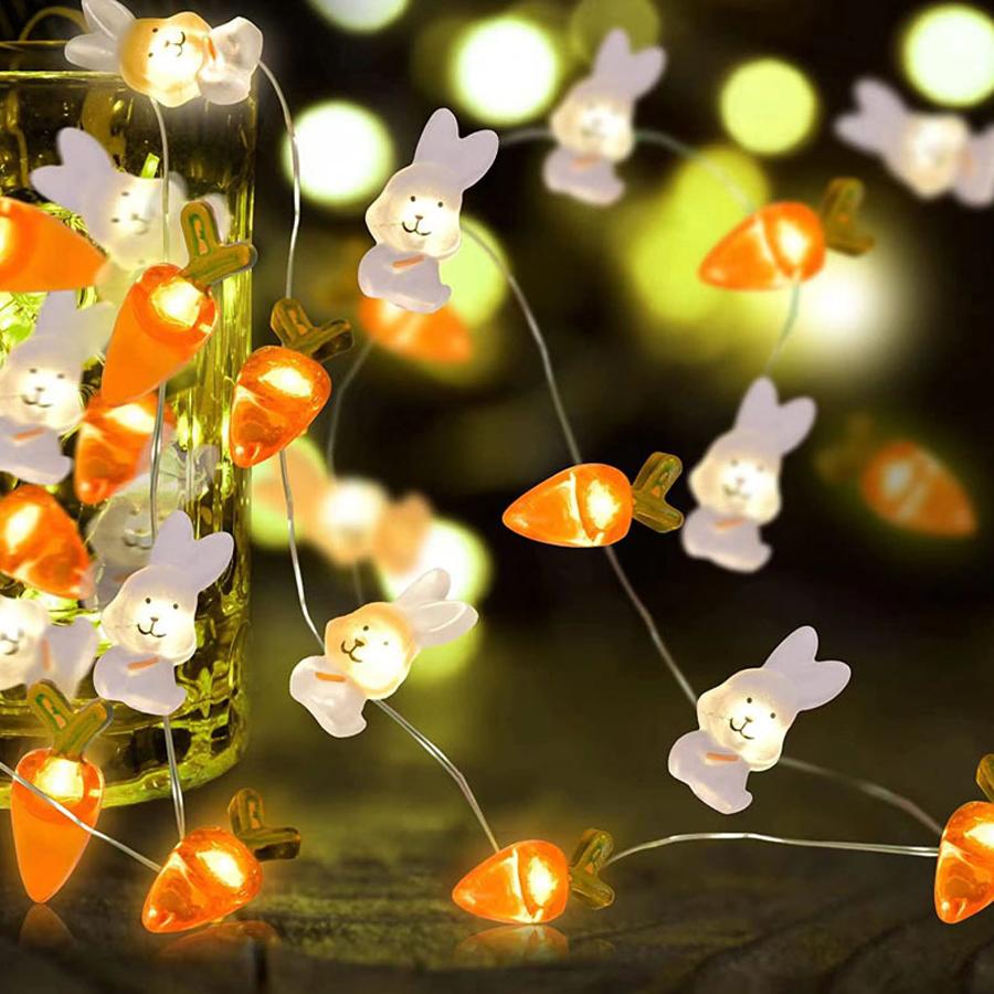 LED Carrot Rabbit Shaped Revival Festival Decorative Light String Easter Copper Wire Lamp Decorative Colorful Light
