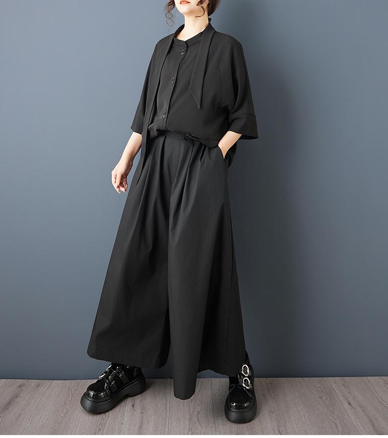 Summer 2026 Dark Style Versatile Casual Plus Size Women's Shirt - Loose, Slimming, Fashionable Top
