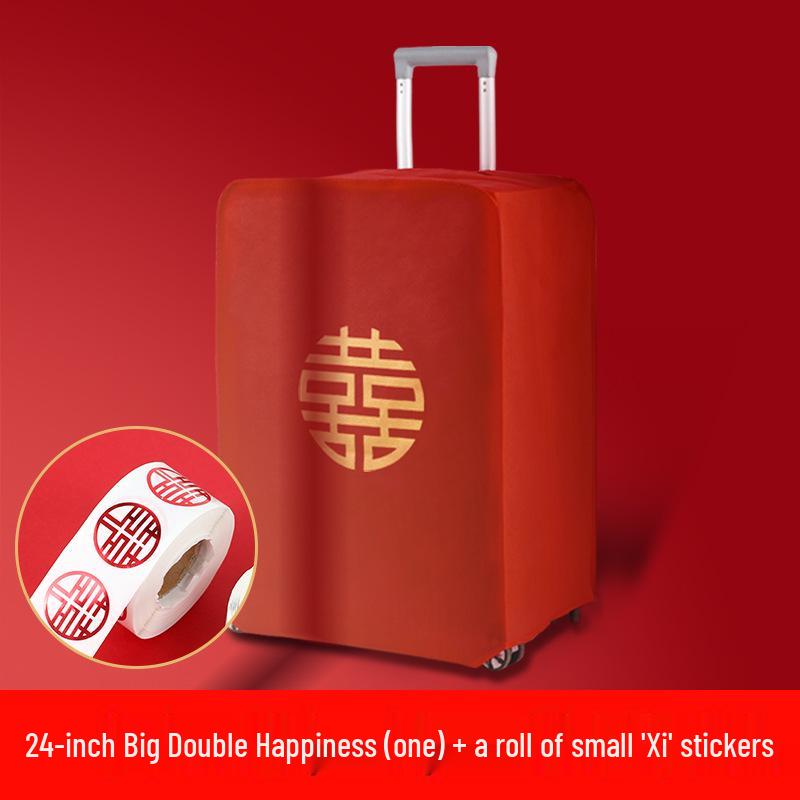 Double Happiness Red Wedding Protective Suitcase Luggage Cover with Password and Dust Bag