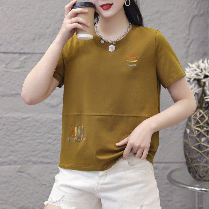 2026 Summer Women's Printed Round Neck Loose Casual Short Sleeve T-Shirt