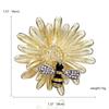Rinhoo Elegant Daisy Flower Brooches For Women Fashion Sunflower Leaves Enamel Pins Floral Bouquet Badge Wedding Party Jewelry