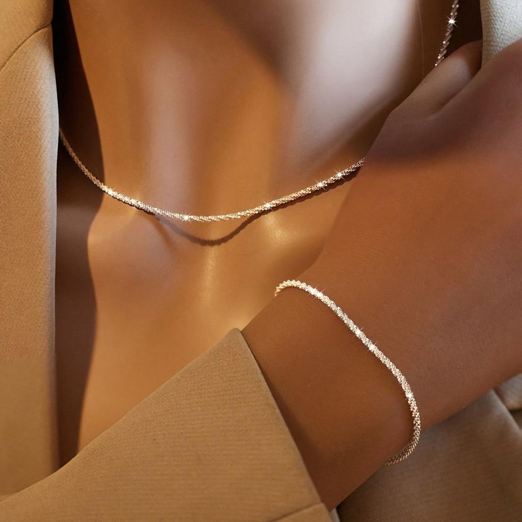 New Gold-colored Cauliflower Chain Jewelry Set for Women Rose Gold Pineapple Chain Necklace and Bracelet Two-piece Set
