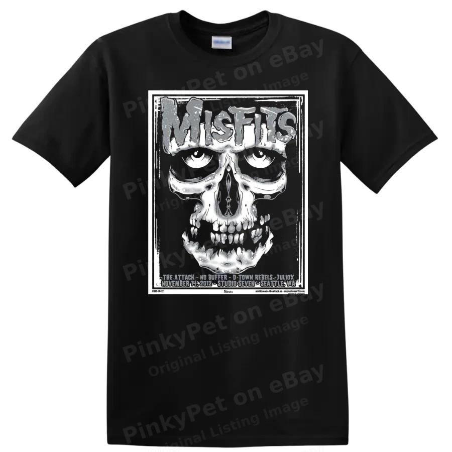 Skull Misfits Graphic T Shirt for Halloween Music Fans Casual Tee
