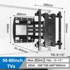 TV Wall Mount for 50"-90" Up To 176 Lbs Full Motion TV Mount with Swivel Tilt Dual Articulating Arms Max VESA 600x500mm