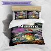 3pcs Duvet Cover Set (1*Duvet Cover + 2*Pillowcase, Without Core), Custom Name Blue Smurfs Pattern Bedding Set, Home Bedroom Decor Gift
