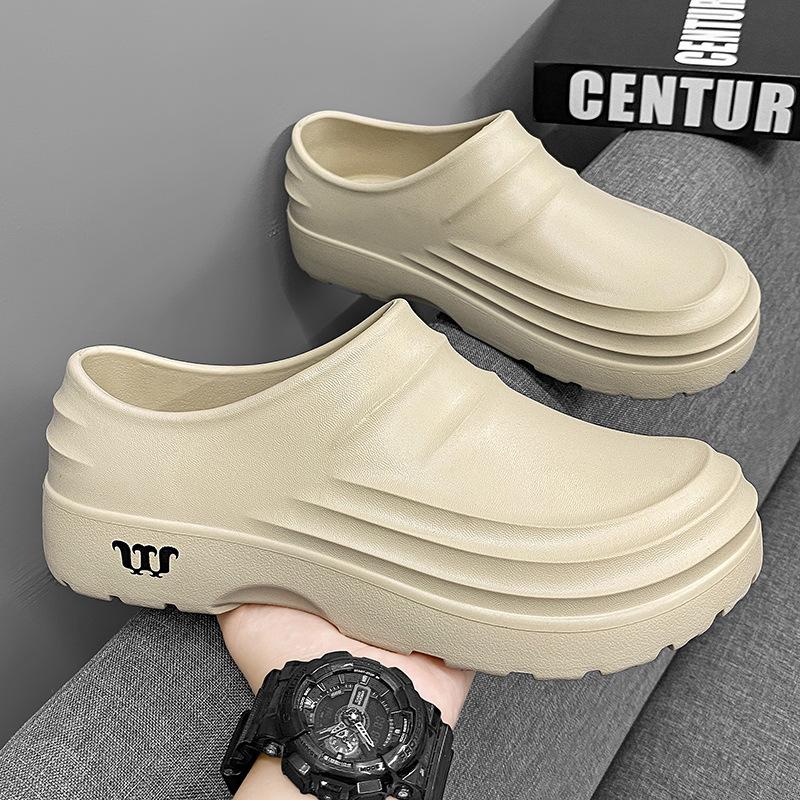 

Men s large size sandals fashion casual kitchen work shoes waterproof restaurant chef shoes foot cover comfortable bag head slippers 48