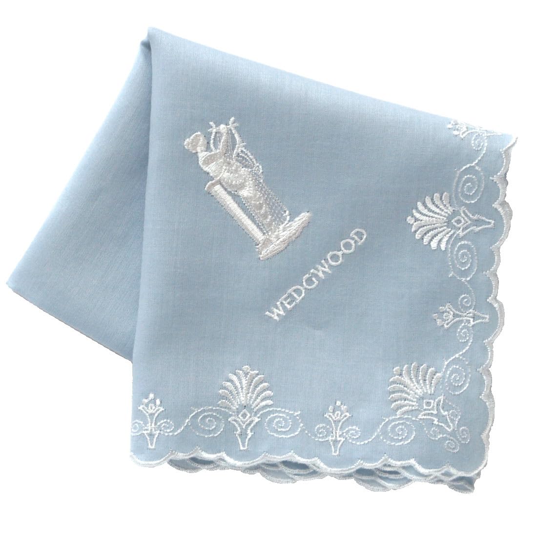 Wedgwood Embroidered Handkerchief, Anthemion (Blue), Women s, 001630-0002-01