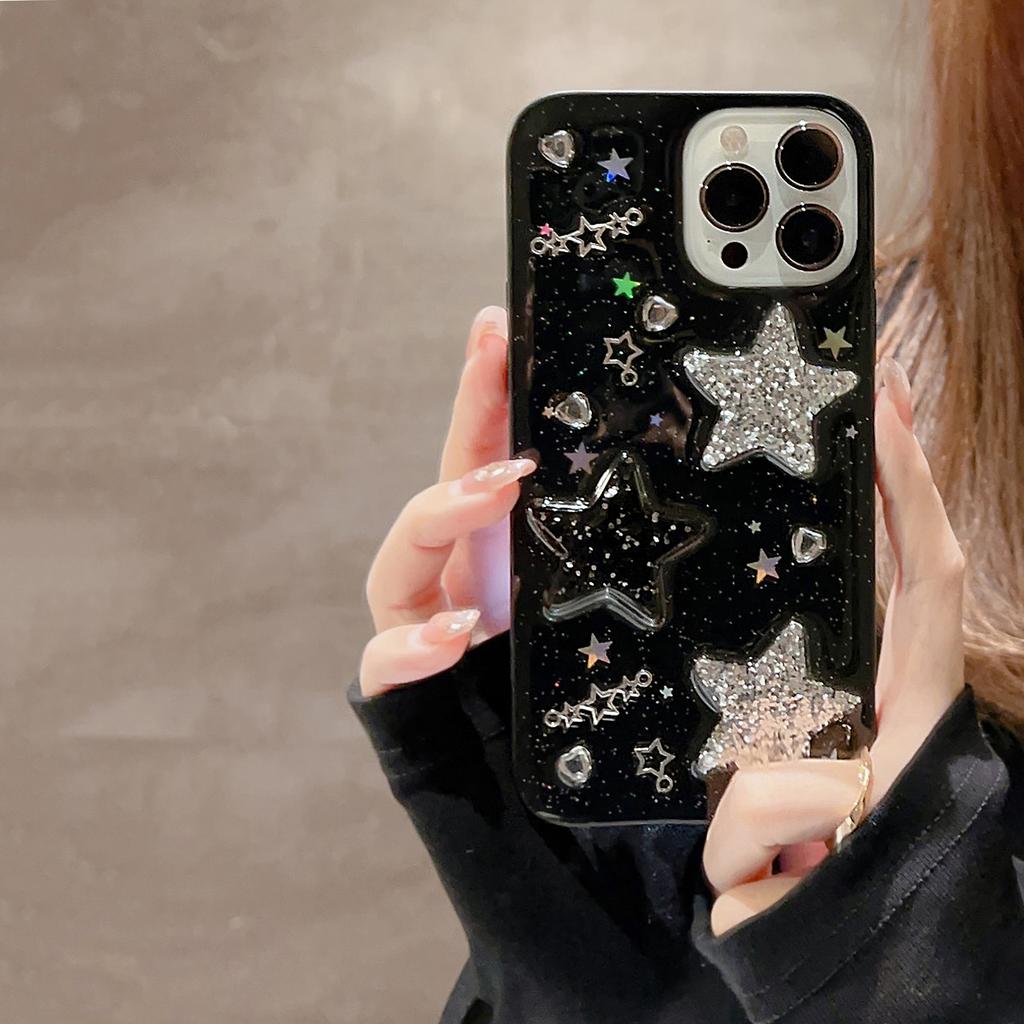 Capa de Celular Apple IPhone17 Estrela Tridimensional Doce e Cool 13 Epóxi X/8 Garota Popular 16/11 Adequada para 15promax