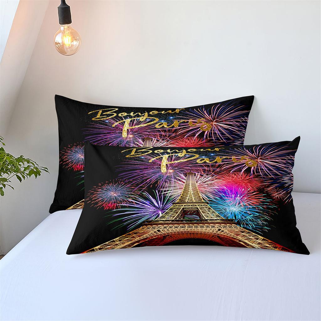 Eiffel Tower Bedding Three-Piece Cherry Blossom 3D Digital Printing Direct Sales