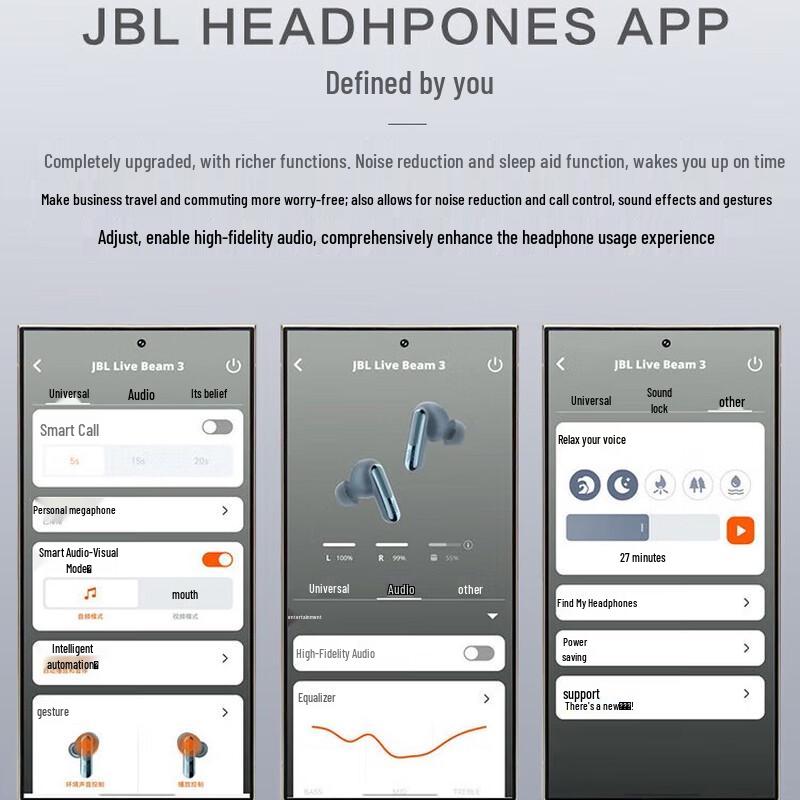JBL LIVE BEAM3 True Wireless Smart Noise-Cancelling Bluetooth Earbuds with Smart Touchscreen