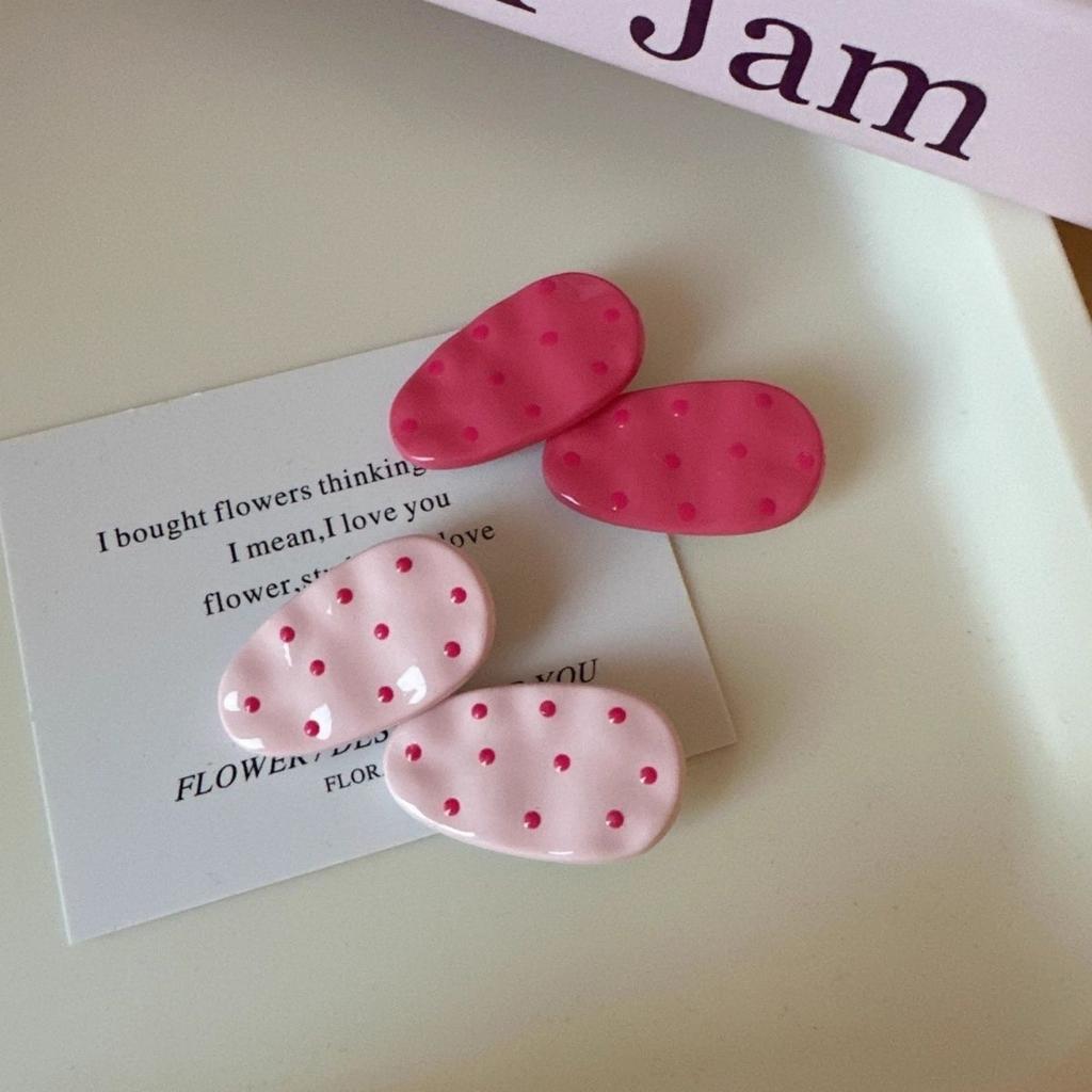 Cute Polka Dot Hair Clips Women Colorful Oval Hairpins Sweet Daily Hair Accessories for Girls Side Bangs Clip Headwear