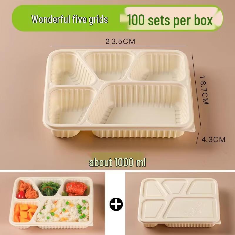 

Miao Jiayi 5-Compartment Corn Starch Degradable Food Containers